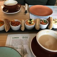 Starter - dips and pita  at Wegeguru in Warsaw