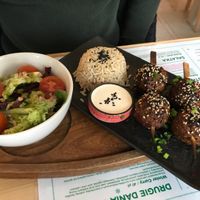 Satay with rice  at Wegeguru in Warsaw