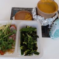 The whole menu with two different salads and a squash soup (i took a coconut water as well) at Wegeguru in Warsaw