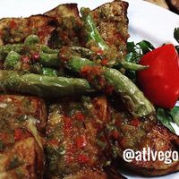 spicy eggplant and peppers  at Felfela in Cairo