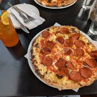 Vegan pepperoni pizza at Stoked Wood Fired Pizza in Brookline