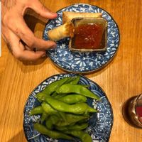 Edamame e spring roll vegetariano at Marco Polo Noodles in Bruges