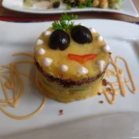 Some type of potato starter with lime at Sabor Peruano in Santa Fe