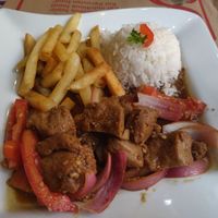 Vegan lomo saltado at Sabor Peruano in Santa Fe