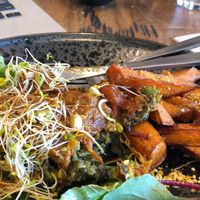 Pea and mint burger  at KYOsk Cafe in Ocean Grove