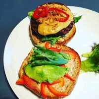 Smokin' burger! Yum :) at The Very Good Butchers in Victoria