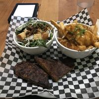 BBQ plate (with ribz, poutine and Caesar salad) at The Very Good Butchers in Victoria