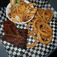 BBQ platter with rings and poutine at The Very Good Butchers in Victoria