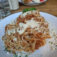 Pasta with ragout and cashew parmesan at SIGGIS v/gan dine & co. in Munich