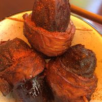 Dates surrounded by tempeh and a walnut inside. Yummy   at SIGGIS v/gan dine & co. in Munich