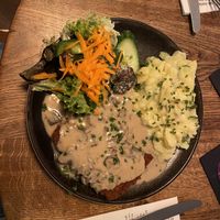 The Crispy with potato salad  at SIGGIS v/gan dine & co. in Munich
