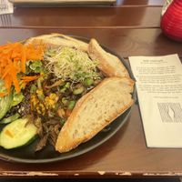 Scrambled tofu with added oyster mushrooms   at SIGGIS v/gan dine & co. in Munich