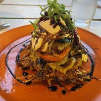 Vegan stack (which was quite oily and the hash browns were half raw)  at SHAKA - Bohol in Panglao