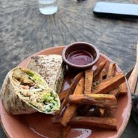 Vegan falafel wrap and sweet potato fries   at SHAKA - Bohol in Panglao
