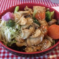 Rice gnocchi bowl & papaya salad at Koriente in Austin