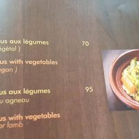 Menu of couscous at Zeitoun Cafe in Marrakech