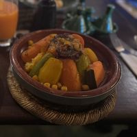 Couscous with vegetables  at Zeitoun Cafe in Marrakech