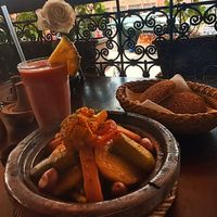 Mixed vegetables in a local sauce -- very enjoyable at Zeitoun Cafe in Marrakech