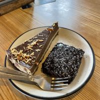 Chocolate mousse and almond cake, date and chocolate brownie   at Bodhi Greens in Dharamshala