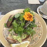 avo smash with mushrooms  at Folk in Byron Bay