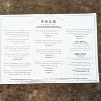 Menu - January 2024 at Folk in Byron Bay