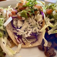 Three tacos, 🌮 Asada, tofu fish and cactus 🌵   at Hugo's Cocina  in San Diego