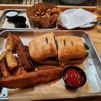Pulled pork with steak fries at Grains  in San Diego