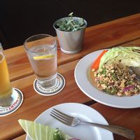 larb salad at Grains  in San Diego