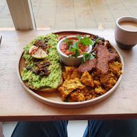 Full brekky with earl grey tea at The Longhouse Cafe in Brighton