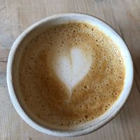 Soy latte - made with love. at The Longhouse Cafe in Brighton