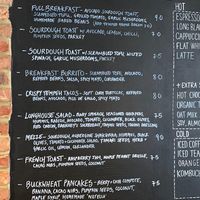 Menu at The Longhouse Cafe in Brighton