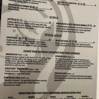 Vegan menu   at La Santisima in Phoenix