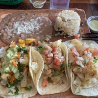 Cauliflower tacos make sure to say vegan or else they will put cheese on your beans  at La Santisima  in Glendale