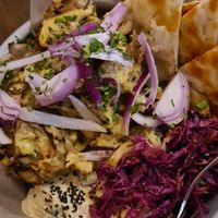 Open oyster mushroom souvlaki at Olive Oil & Butter Kafe in Kingsville