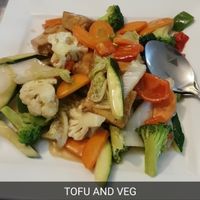 Tofu and vegetables. A classic at Vegie Bowl in Springvale