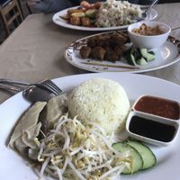 Hinanese Chicken, Satay Skewers, Sweet and Sour Pork at Vegie Bowl in Springvale