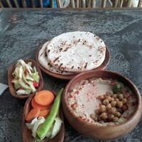 Hummus, pitas & salad at Happiness in El Nido