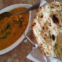 Vegetable Korma & Garlic Naan at Flavor of India in Santa Barbara