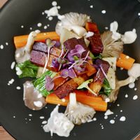Pork belly main with oyster mushrooms   at The Botanist in Wellington