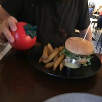 Royal with cheese with a cute ketchup dispenser at The Botanist in Wellington