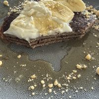 The banana pancakes with vegan mascarpone & biscuit crumble  at The Botanist in Wellington