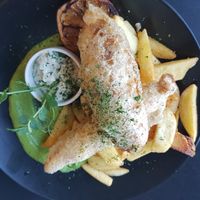 Banana blossom 'fish' and 'chips' at The Botanist in Wellington
