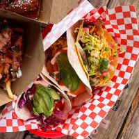 KBBQ taco, Super Fresca taco, La Bodega taco  at The Vegan Nom - E Cesar Chavez  in Austin
