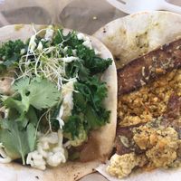 Avocado Real and tofu scramble w/ tempeh bacon.  at The Vegan Nom - E Cesar Chavez  in Austin