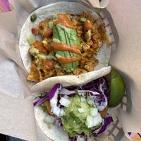 migas (top) del rey fish (bottom)  at The Vegan Nom - E Cesar Chavez  in Austin