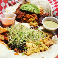 Flour tortillas for these tacos are my fav ❤️ at The Vegan Nom - E Cesar Chavez  in Austin