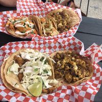 Korean BBQ, 3 amigos (front); birdie sanders, gracias madre, and rockin vegan migas (back). YUM! at The Vegan Nom - E Cesar Chavez  in Austin