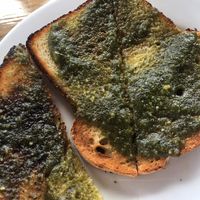  The vegan pesto was so good, I asked for it off-menu as a spread on toast... at Tin Shack Bakery in Pahoa