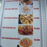 Menu at Mrs. Diep in Hoi An