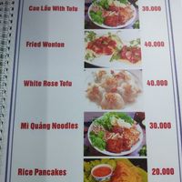 Menu at Mrs. Diep in Hoi An